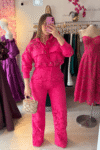 SET CAMISERO GUIPUR FUCSIA