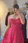 VESTIDO CORSÉ GUIPUR FUCSIA 2