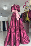 VESTIDO GALA VOLUMENES ROSA