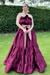 VESTIDO GALA VOLUMENES ROSA