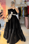 VESTIDO GALA VOLUMENES ROSA