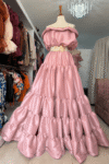 VESTIDO GALA VOLUMENES ROSA