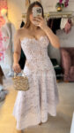 VESTIDO CORSÉ GUIPUR PETALS PERLA