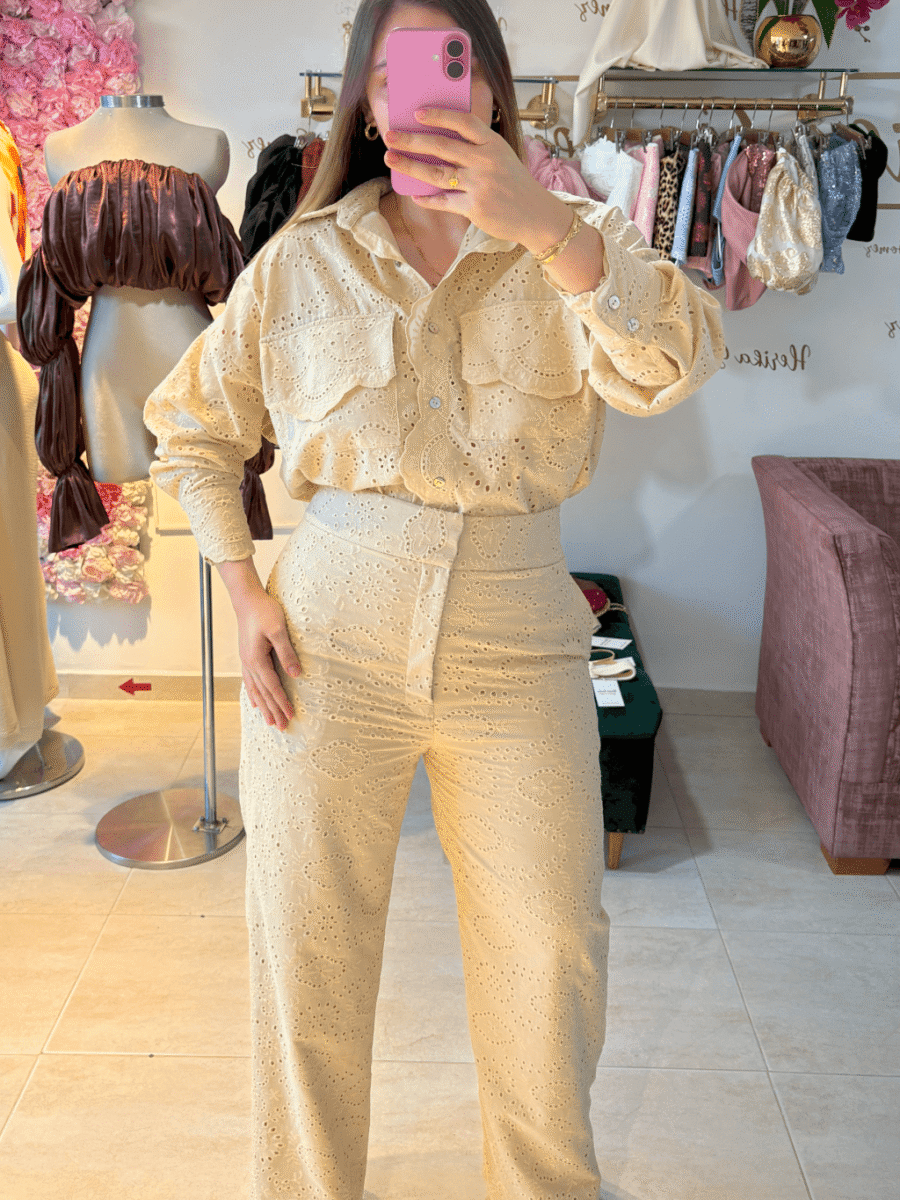 CONJUNTO CAMISERO OJALILLO MANTEQUILLA