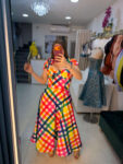 VESTIDO CORSÉ LISTONES CUADROS